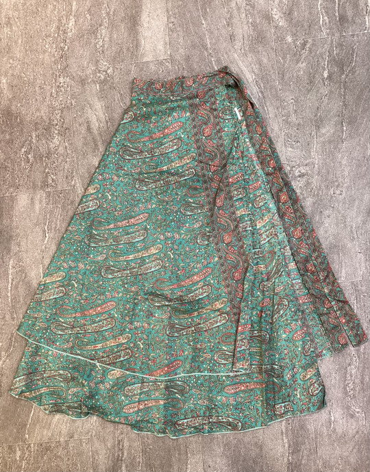 Floral Print Turquoise Blue Long Skirt