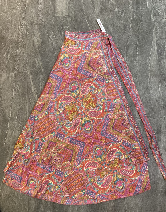 Paisley Pattern Long Skirt, Pink