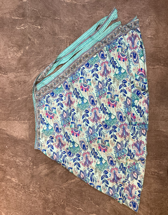 Floral Print Flare Skirt with Ribbon